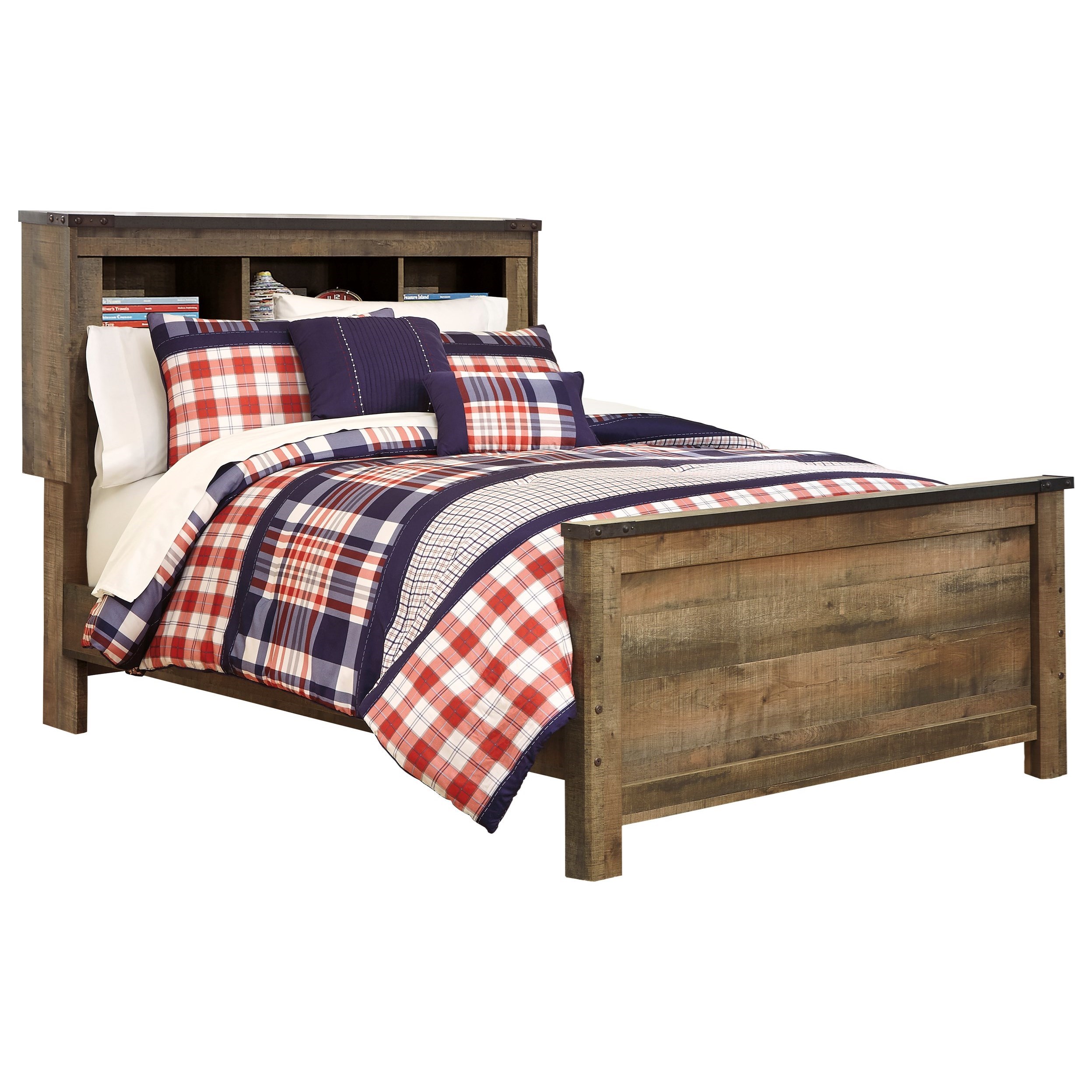 Signature Design by Ashley Trinell Rustic Look Full Bookcase Bed Royal Furniture Bookcase Beds